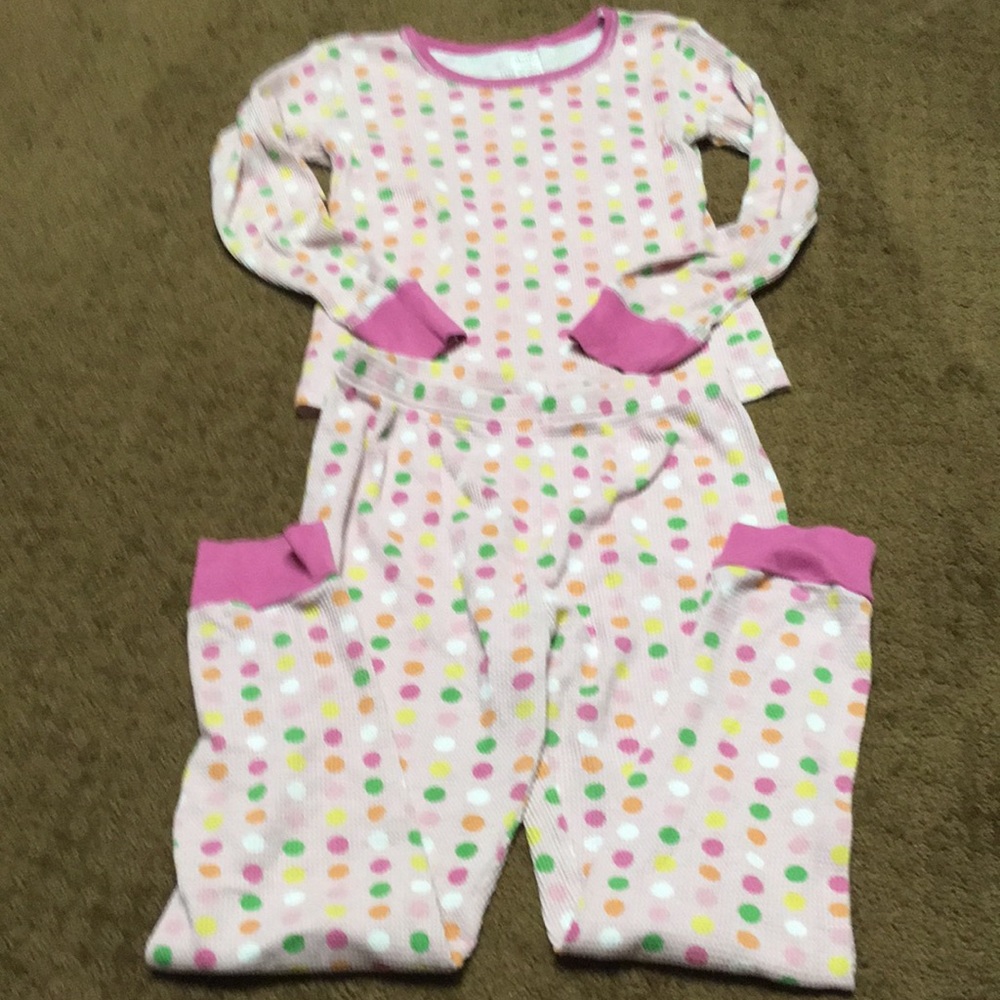 Thermal pjs Girls size 10 - 12 stretchy waffle thermal pajamas